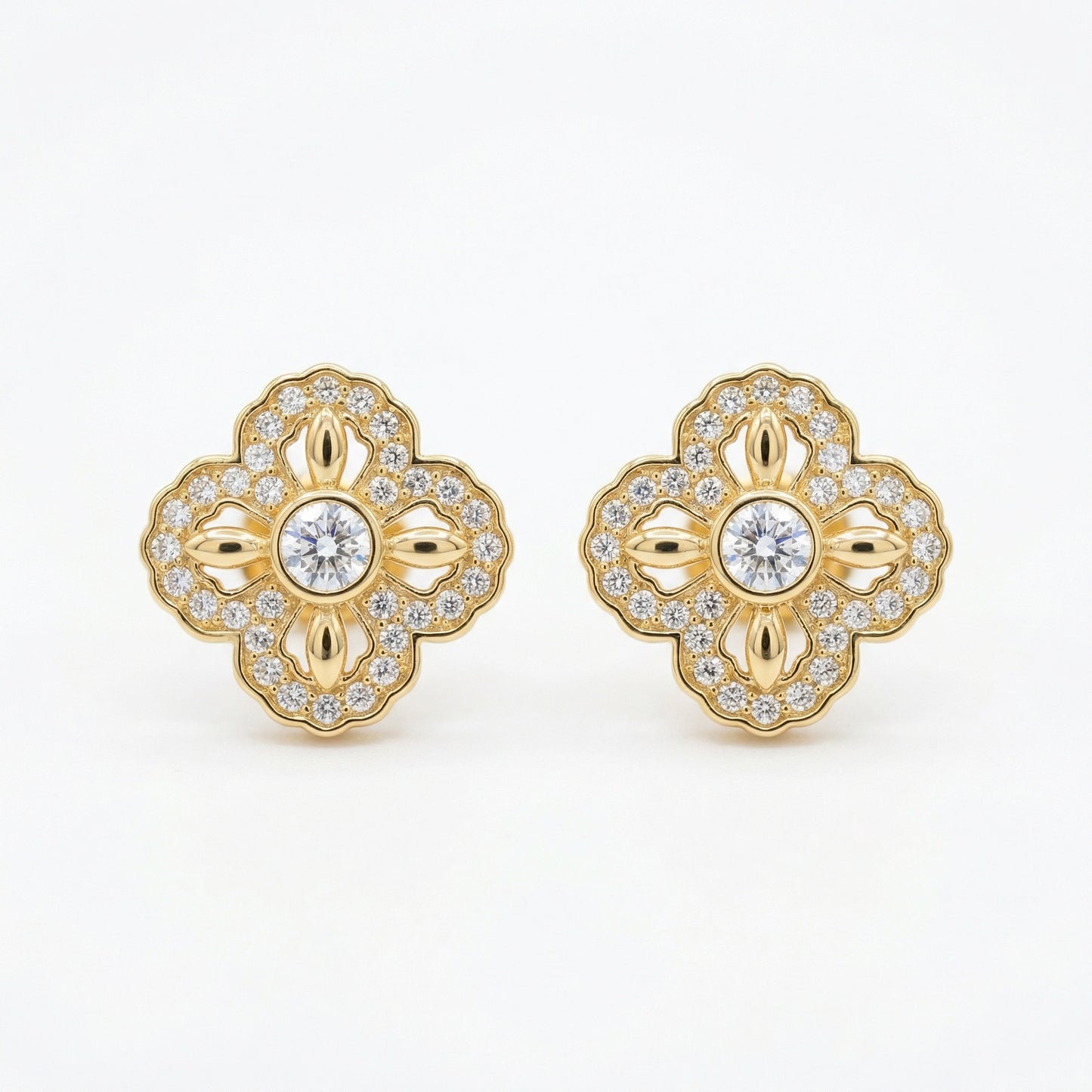 Vintage Bloom Quatrefoil Studs