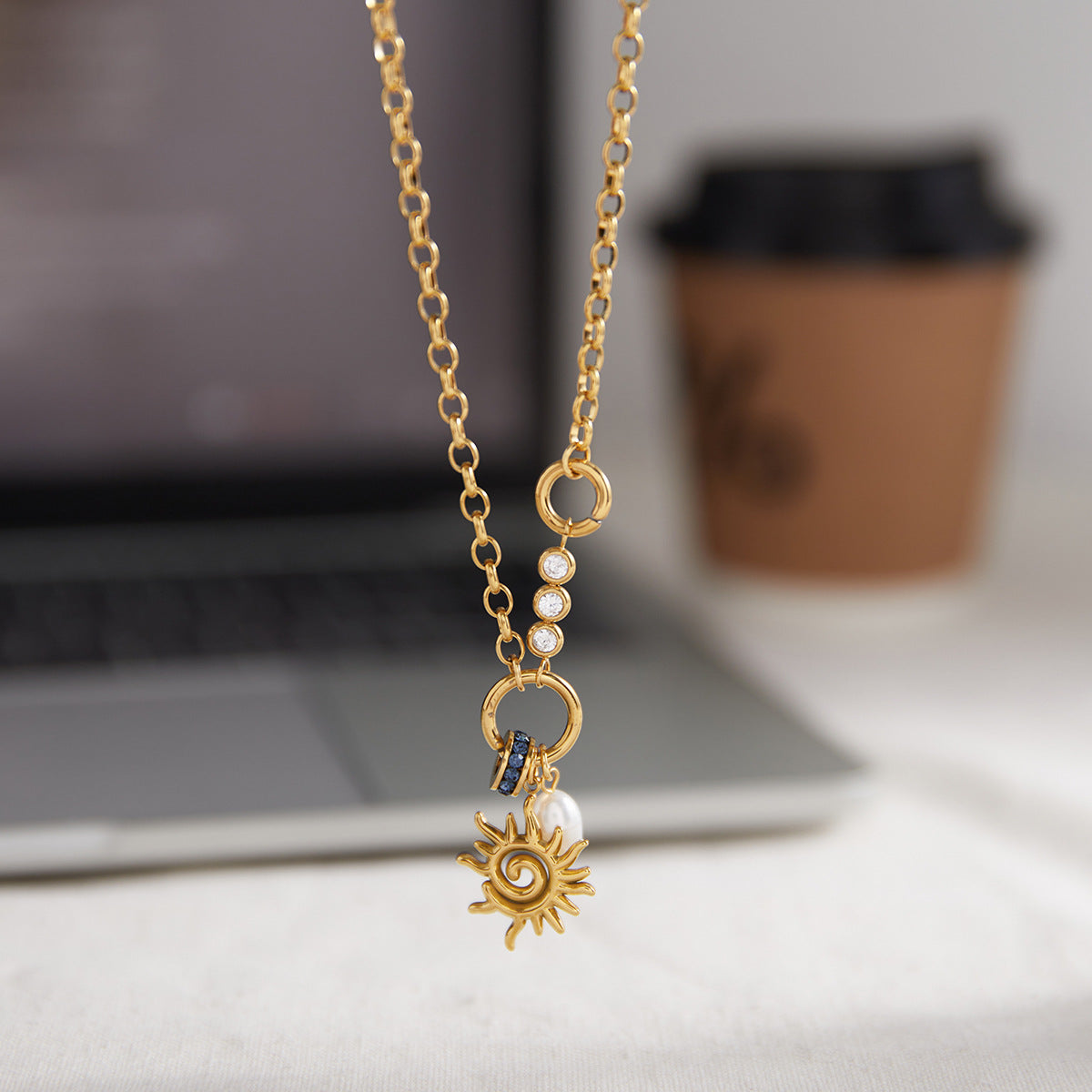 Solar Sunburst Pendant Necklace