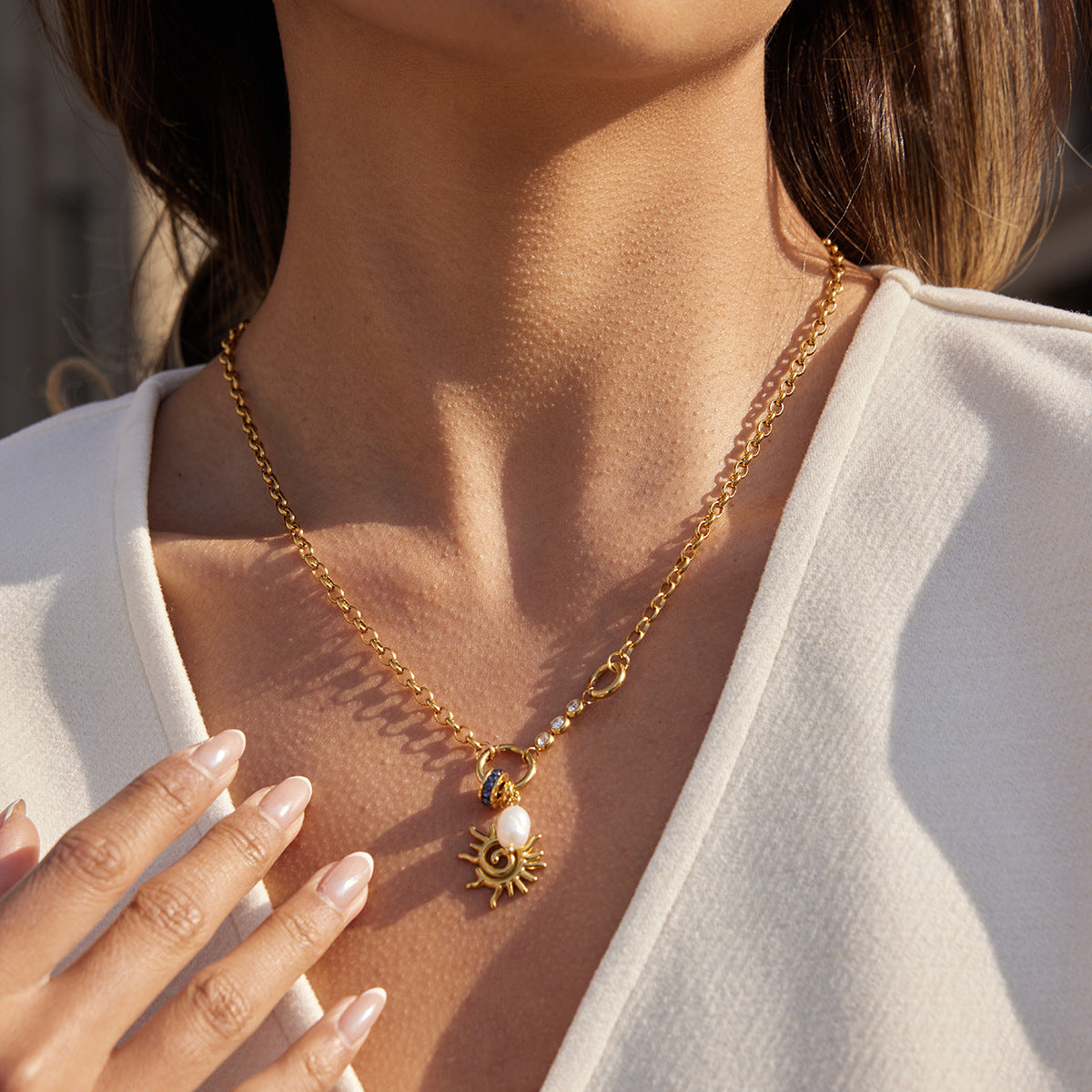 Solar Sunburst Pendant Necklace